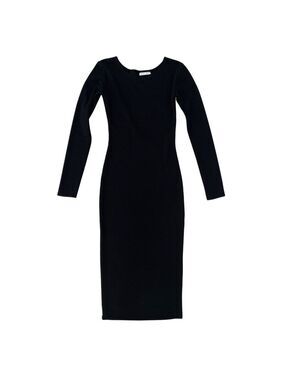 Eve + Enoch Black Ribbed Long Sleeve Midi Dress - Size XS